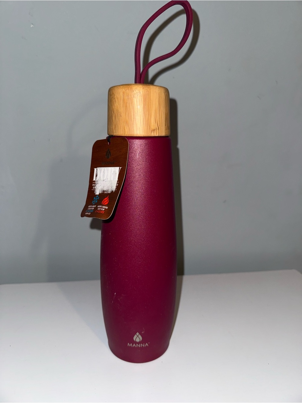 Anna Maroon Insulated Bottle with Bamboo Lid